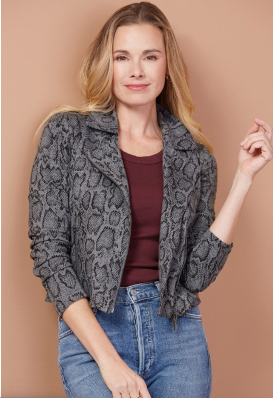 EVEREVE NWT Lemon Tart Animal Print Moto Jacket // XS